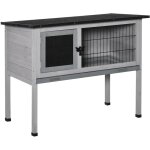 Pawhut - clapier sur pied cage  lapin avec niche intrieure plateau excrment coulissant porte verrouillable ...