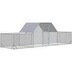 Enclos poulailler chenil 12, 54 m - parc grillag dim 6, 6l x 1, 9l x 1, 95h m - espace couvert - acier ...
