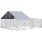 Enclos poulailler chenil 12 m - parc grillag dim 4l x 3l x 1, 95h m - espace couvert - acier galvanis ...