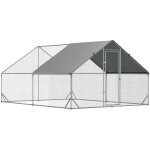 Enclos poulailler chenil 12 m - parc grillag dim. 4l x 3l x 2h m - espace couvert - acier galvanis ...