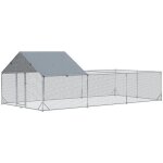 Enclos poulailler chenil 18 m - parc grillag dim 6l x 3l x 1, 95h m - espace couvert - acier galvanis ...
