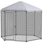 Enclos poulailler chenil 5 m - parc grillag dim. 2, 8l x 2, 45l x 2, 46h m - entirement couvert - ...