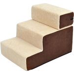 Escalier pour chien animaux rampe 2 / 3 marches dhoussable dim. 54l x 40l x 39h cm mousse haute densit ...