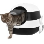 Pawhut - maison de toilette pliable - bac � liti�re chat avec porte battante, pelle et filtre inclus ...