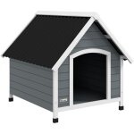 Pawhut - niche pour chien design chalet sur pied - toit double pente, plancher amovible - plastique noir ...
