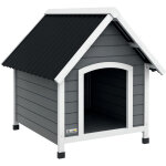 Pawhut - niche pour chien design chalet sur pied - toit double pente, plancher amovible - plastique noir ...
