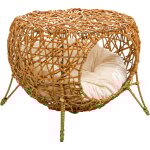 Panier chat lit chat cosy grand confort dim. � 40 x 32h cm coussin moelleux inclus polyester beige rotin ...