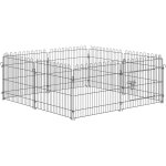 Pawhut - parc enclos pour chiens chiots animaux domestiques diamtre 158 cm 8 panneaux 71l x 61h cm noir ...