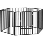 Pawhut - parc enclos modulable pour chien porte 6 panneaux noir Pawhut - parc enclos modulable pour chien porte 6 panneaux noir