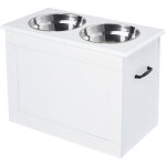 Pawhut - porte - gamelles surélevé 2 gamelles avec coffre blanc Pawhut - porte - gamelles surélevé 2 gamelles avec coffre blanc