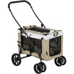 Pawhut - poussette pliable animaux chien chat nacelle amovible 4 roues kaki