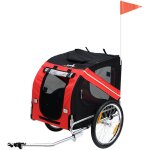 Remorque vlo pour chien animaux pliable 8 rflecteurs drapeau barre attelage inclus acier polyester ...