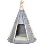 Tente tipi pour animaux - teepee chien chat - coussin pais grand confort inclus - structure bois de ...