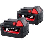 Pdstation 2pack 18v 8. 0ah for milwaukee 48 - 11 - 1852 m18 m18b5 m18b6 lithium xc extended capacity ...
