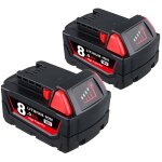 Pdstation 2pack pour milwaukee 18v 8. 0ah m18 li - ion xc m18b6 batterie haute capacit� 48 - 11 - 1860 ...