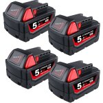 4x 18v 5. 0ah batterie de remplacement pour milwaukee m18b5 batterie 18v m18 m18b 48 - 11 - 1840 48 - ...