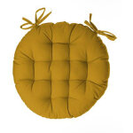 Pegane - lot de 6 galettes de chaise ronde en coton coloris ocre - diam�tre 38 cm
