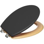 Pegane - abattant wc en bois naturel et zinc coloris gris charbon - longueur 36 x profondeur 46, 5 x ...
