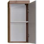 Pegane - armoire murale, meuble haut de salle de bain coloris ch�ne � noeuds et blanc brillant - longueur ...