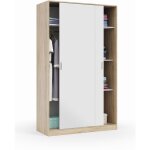 Pegane - armoire, placard avec 2 portes coloris ch�ne canadien, blanc artic - longueur 120 x hauteur ...