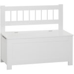 Pegane - banc / coffre � jouets en bois coloris blanc - l. 74 x l. 34 x h. 64 cm