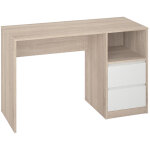Pegane - bureau coloris chne cortez / blanc - longueur 120 x hauteur 75 x profondeur 50 cm