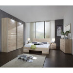 Chambre adulte imitation chne en panneaux de particules dim : 160 x 200 cm pegane