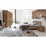 Chambre  coucher complte adulte (lit 160x200cm + 2 chevets + armoire) coloris imitation chne poutre ...