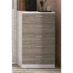 Chiffonnier avec 5 tiroirs coloris pin andersen, pin gris - longueur 60 x profondeur 40 x hauteur 102, ...