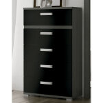 Chiffonnier commode meuble de rangement coloris chêne cendré / noir - longueur 60 x profondeur 39. 6 ... Chiffonnier commode meuble de rangement coloris chêne cendré / noir - longueur 60 x profondeur 39. 6 ...