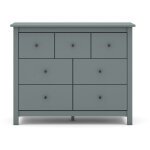 Commode, meuble de rangement en pin avec 7 tiroirs coloris vert kaki - longueur 100 x profondeur 40 x ...