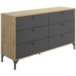 Commode en panneaux de particules m�lamin�s coloris ch�ne / gris graphite - longueur 120. 2 x profondeur ...