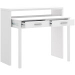 Console extensible bureau coloris blanc brillant - longueur 99 x profondeur 36 x hauteur 88 cm pegane ...