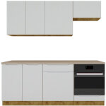 Pegane - cuisine compl�te isya 6 �l�ments couleur gris clair / artisan - longueur 200 / 200 cm