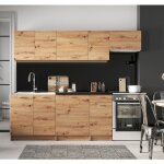 Pegane - cuisine complte mila 7 lments couleur chne artisan avec plan de travail inclus - longueur ...