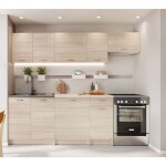 Pegane - cuisine complte mila 7 lments couleur chne sonoma avec plan de travail inclus - longueur ...