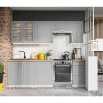 Pegane - cuisine complte nela 7 lments couleur gris mat - longueur 180 / 240 cm