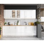 Pegane - cuisine complte nela 8 lments couleur blanc brillant - longueur 260 cm