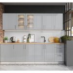 Pegane - cuisine complte nela 8 lments couleur gris mat - longueur 260 cm