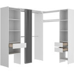 Pegane - kit armoire dressing d'angle extensible en bois m�lamin� coloris blanc - longueur 164 - 214 ...