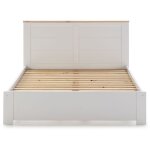Pegane - lit adulte en pin ciré et mdf coloris blanc laqué, naturel - longueur 207, 7 x profondeur 172 ... Pegane - lit adulte en pin ciré et mdf coloris blanc laqué, naturel - longueur 207, 7 x profondeur 172 ...