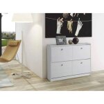 Pegane - meuble � chaussures, commode � chaussures avec 2 portes abattantes en pin massif coloris blanc ...