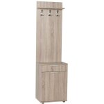 Pegane - meuble d'entrée, banc de vestiaire en bois avec 1 porte et tiroir coloris chêne - longueur 52 ... Pegane - meuble d'entrée, banc de vestiaire en bois avec 1 porte et tiroir coloris chêne - longueur 52 ...