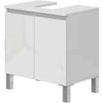 Pegane - meuble de salle de bain sous �vier 60 cm avec 2 portes coloris blanc - longueur 60 x profondeur ...