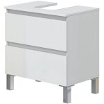 Pegane - meuble de salle de bain sous �vier 60 cm avec 2 tiroirs coloris blanc - longueur 60 x profondeur ...