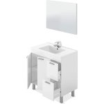 Pegane - meuble salle de bain sous - vasque + 1 miroir, coloris blanc brillant - longueur 80 x hauteur ...