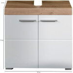 Pegane - meuble de salle de bain sous vasque avec 2 portes coloris ch�ne � n?uds, blanc brillant - longueur ...