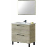 Pegane - meuble salle de bain sous vasque avec 2 tiroirs + 1 miroir coloris alaska chêne - longueur 80 ... Pegane - meuble salle de bain sous vasque avec 2 tiroirs + 1 miroir coloris alaska chêne - longueur 80 ...