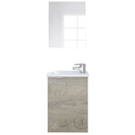 Pegane - meuble salle de bain suspendu + miroir coloris alaska chne  n?uds - hauteur 58 x longueur ...