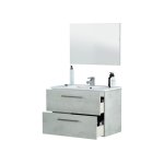 Pegane - meuble sous vasque de salle de bain suspendu 80 cm + miroir coloris béton - hauteur 57 x longueur ... Pegane - meuble sous vasque de salle de bain suspendu 80 cm + miroir coloris béton - hauteur 57 x longueur ...